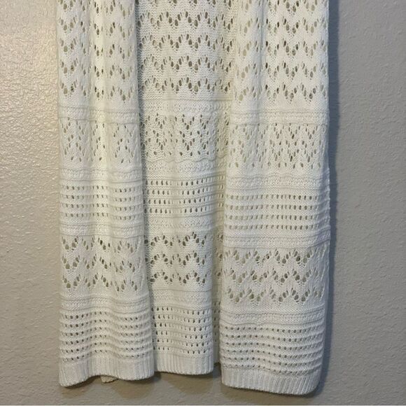 FRESHMAN Crochet Vest Women’s XL 16 Cream Open Front Side Slits. Duster. - Picture 4 of 11